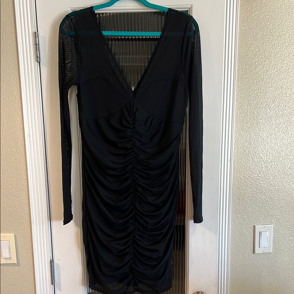Elegant Black Ruched Dress
